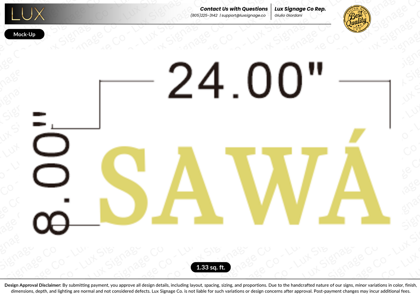 Custom Business Sign for Sawa