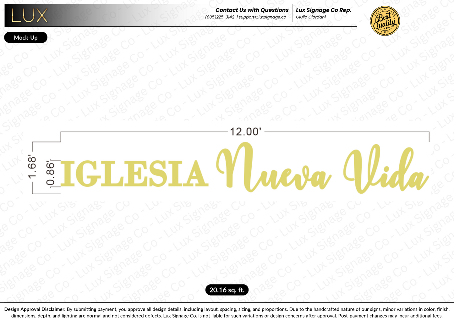 Custom Business Sign for Iglesia Nueva Vida