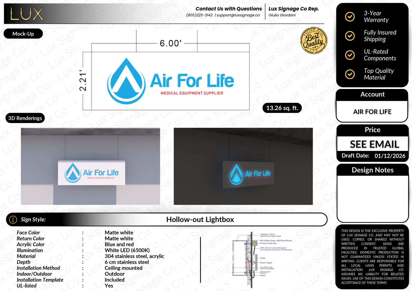 Custom Business Sign for Air For Life
