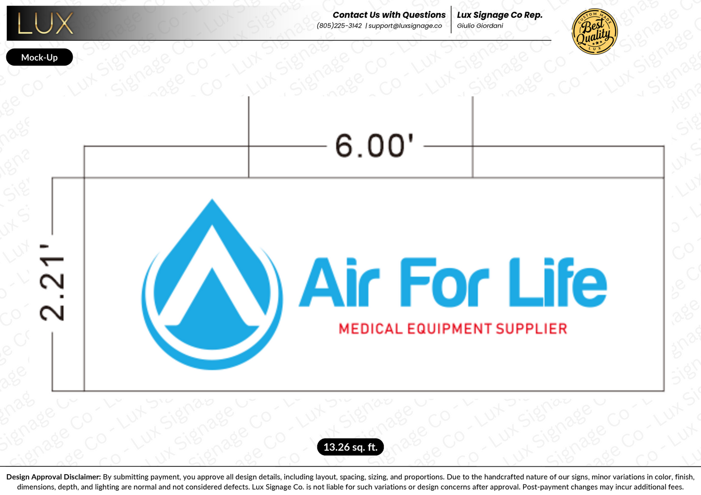 Custom Business Sign for Air For Life