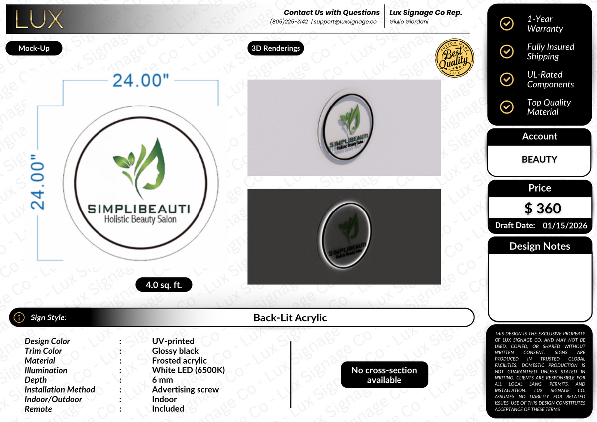 Custom Business Sign for SimpliBeauti