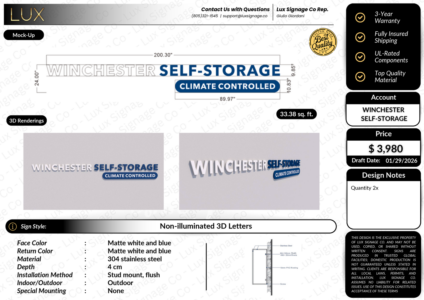 Custom Business Sign for Winchester Self-Storage