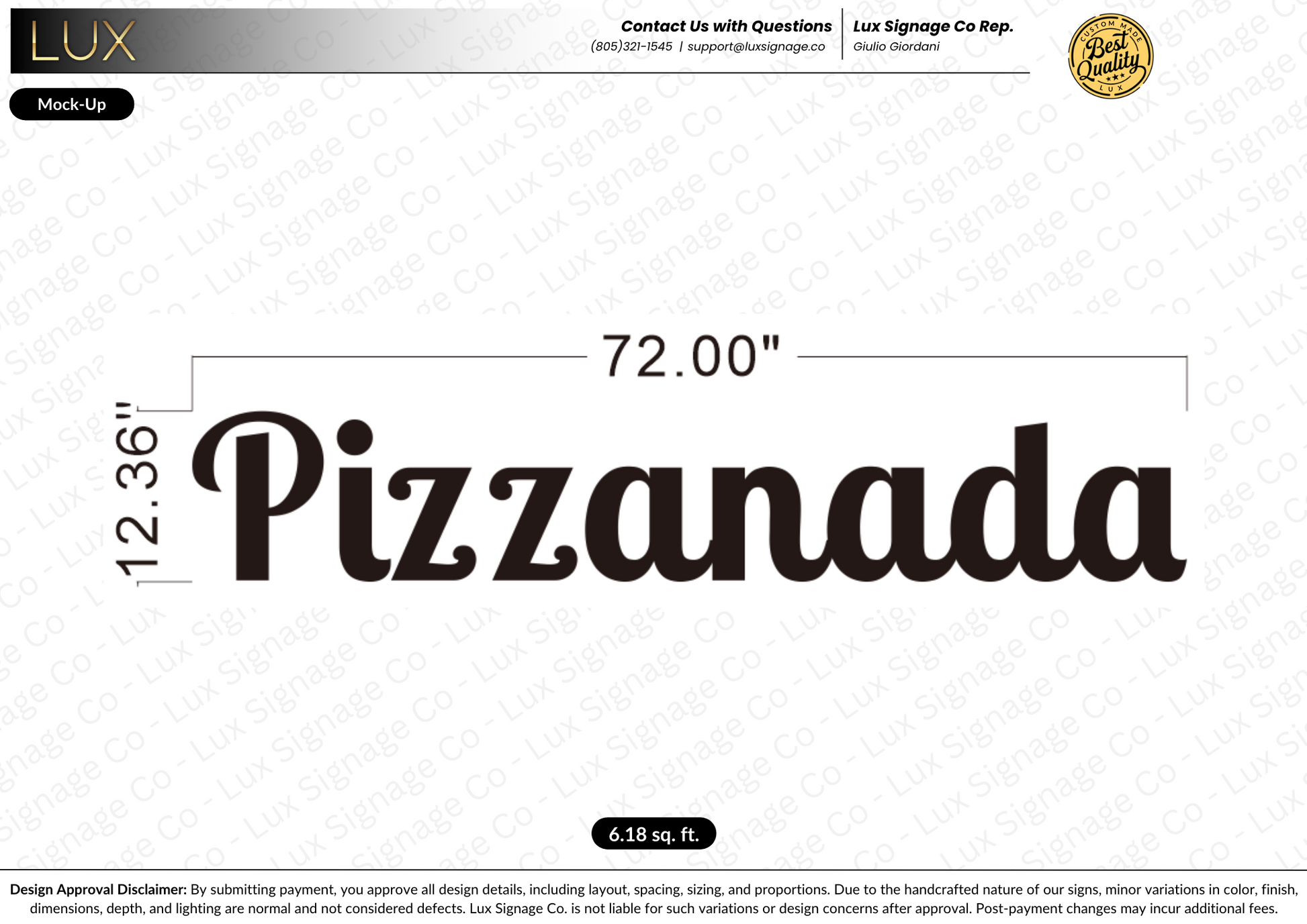 Custom Business Sign for Pizzanada
