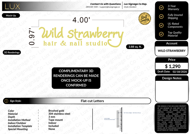 Custom Business Sign for Wild Strawberry