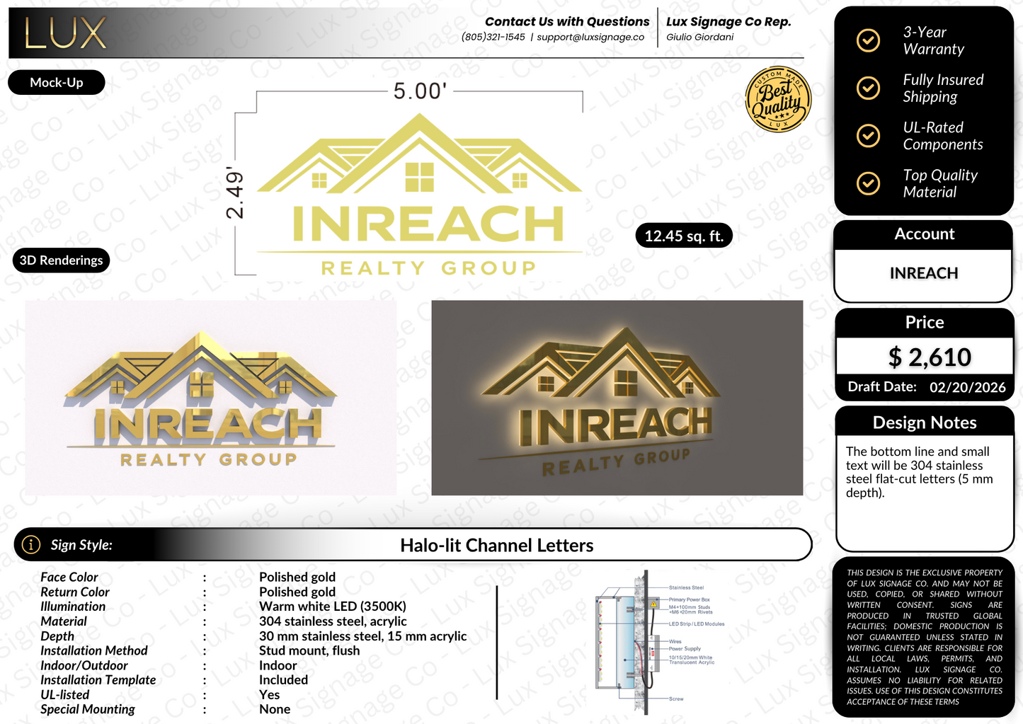 Custom Business Sign for Inreach