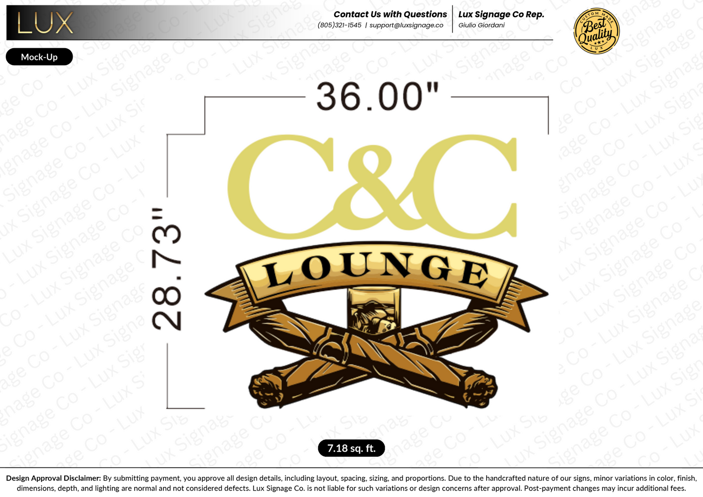Custom Business Sign for C&C Lounge