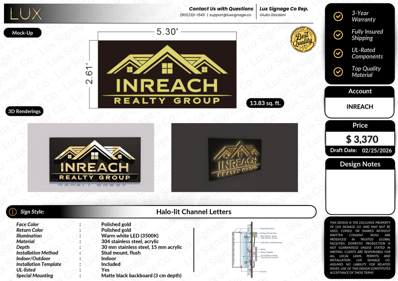 Custom Business Sign for InReach Realty Group