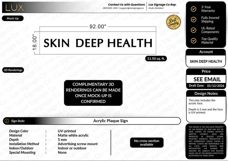 Custom Business Signs for Skin Deep Health