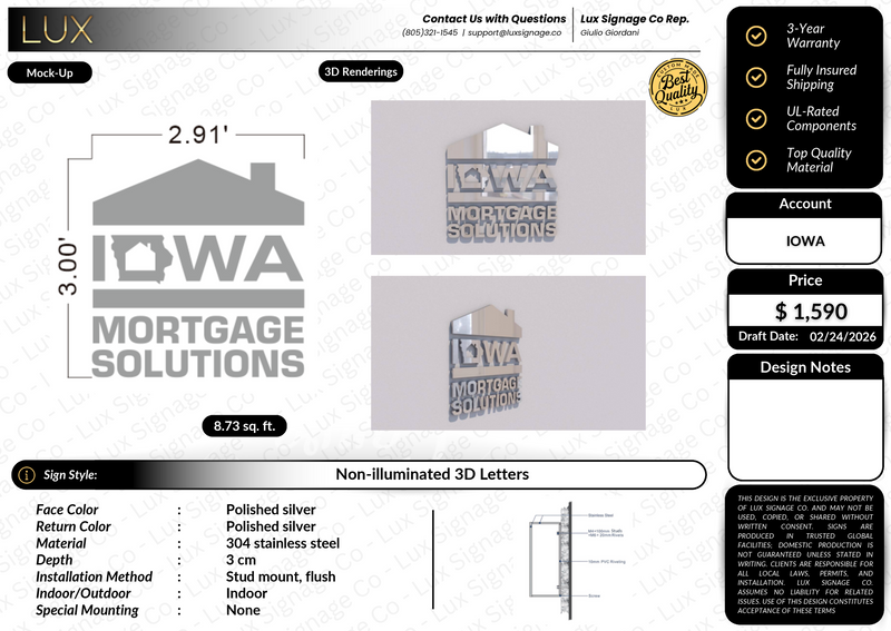 Custom Business Sign for Iowa Mortgage Solutions