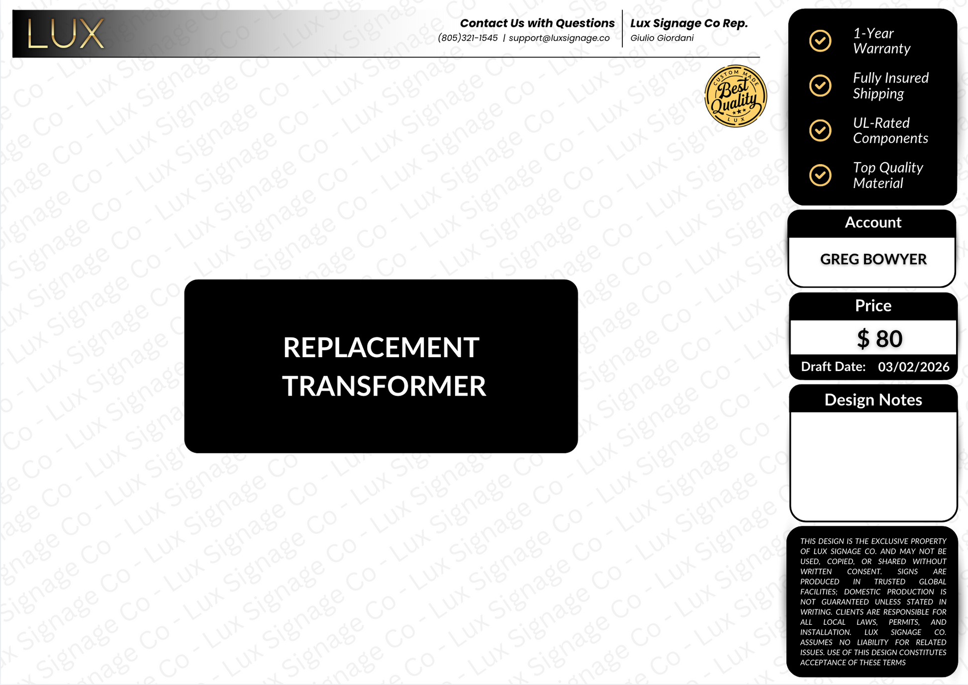 Transformer for Greg Bowyer