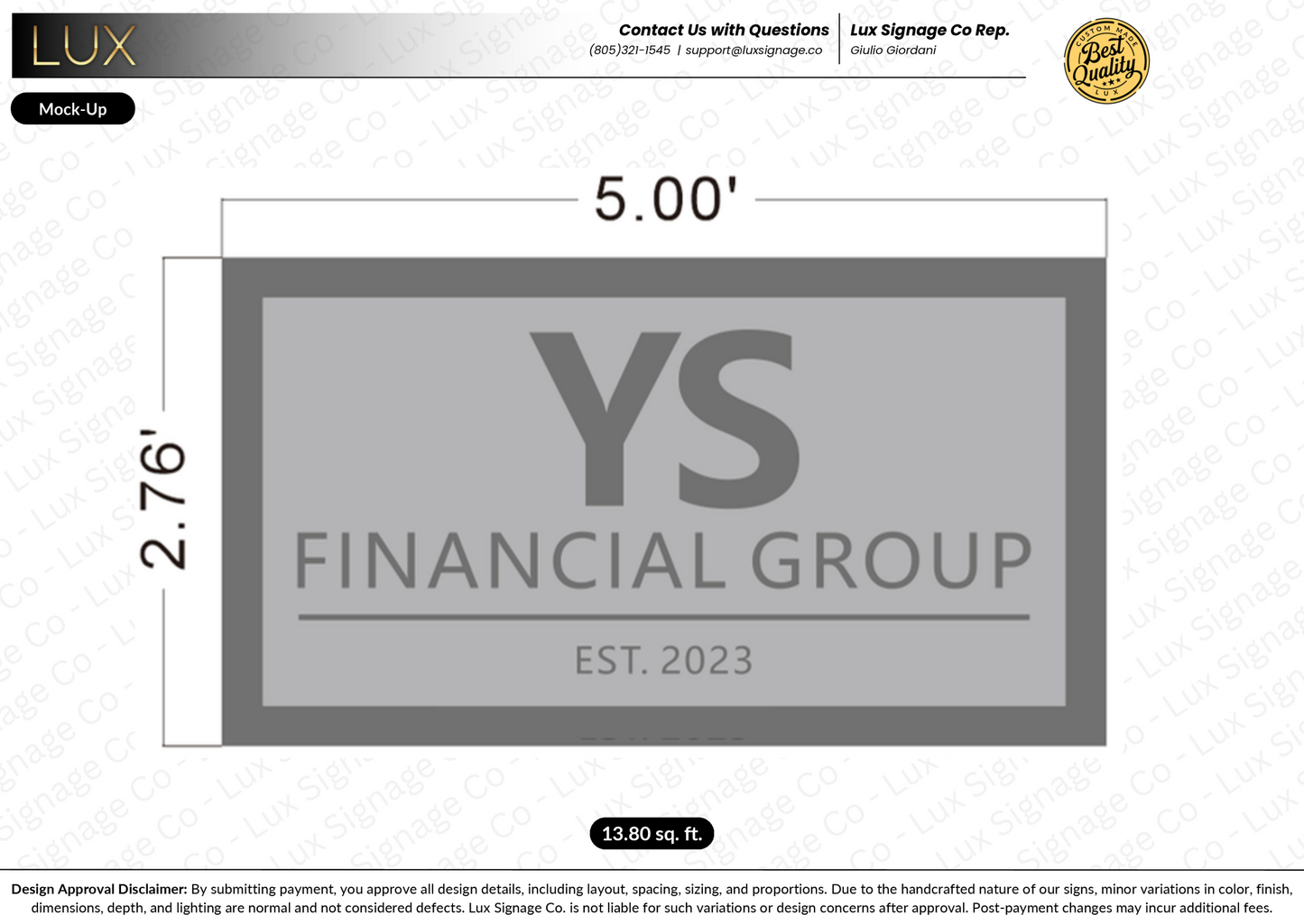 Custom Business Sign for YS Financial Group