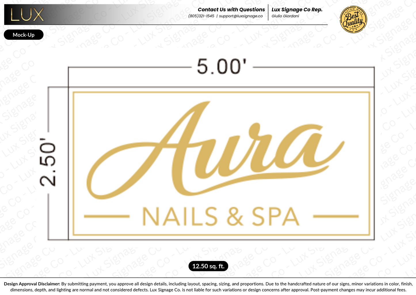 Custom Business Sign for Aura Nails and Spa