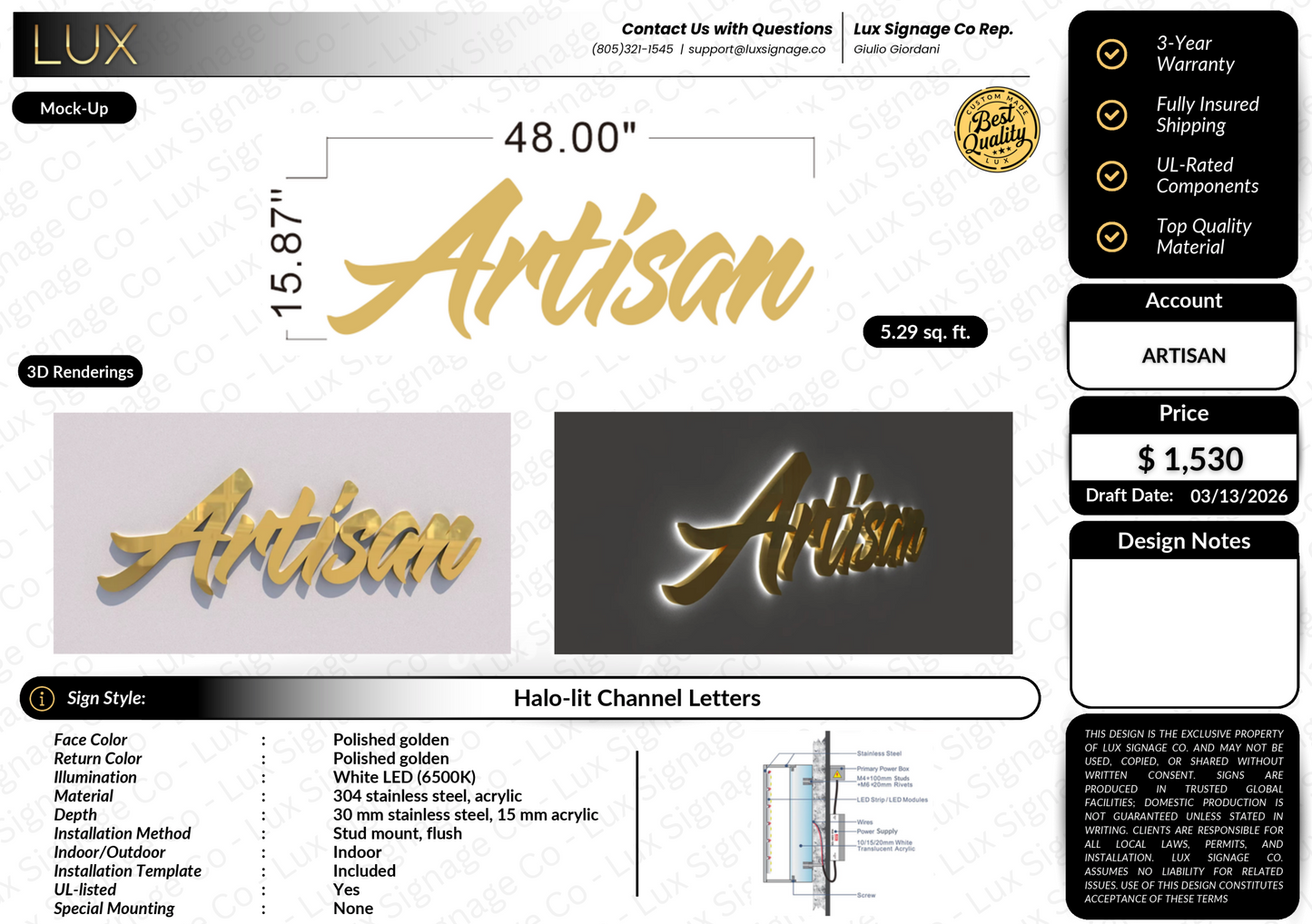 Custom Business Sign for Artisan