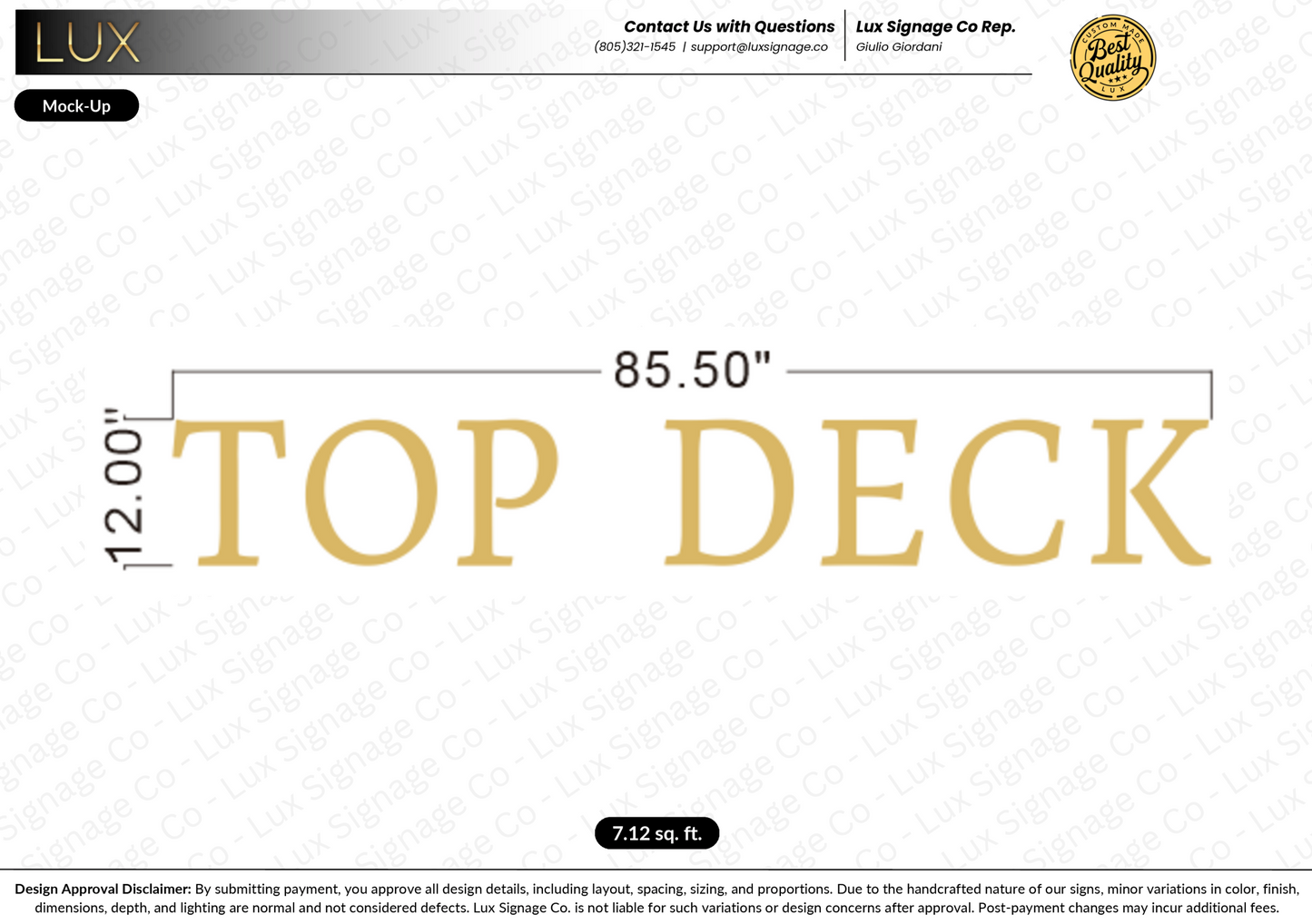 Custom Business Sign for Top Deck