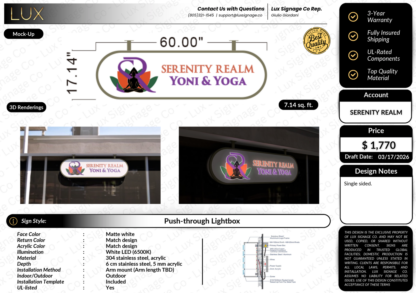 Custom Business Sign for Serenity Realm