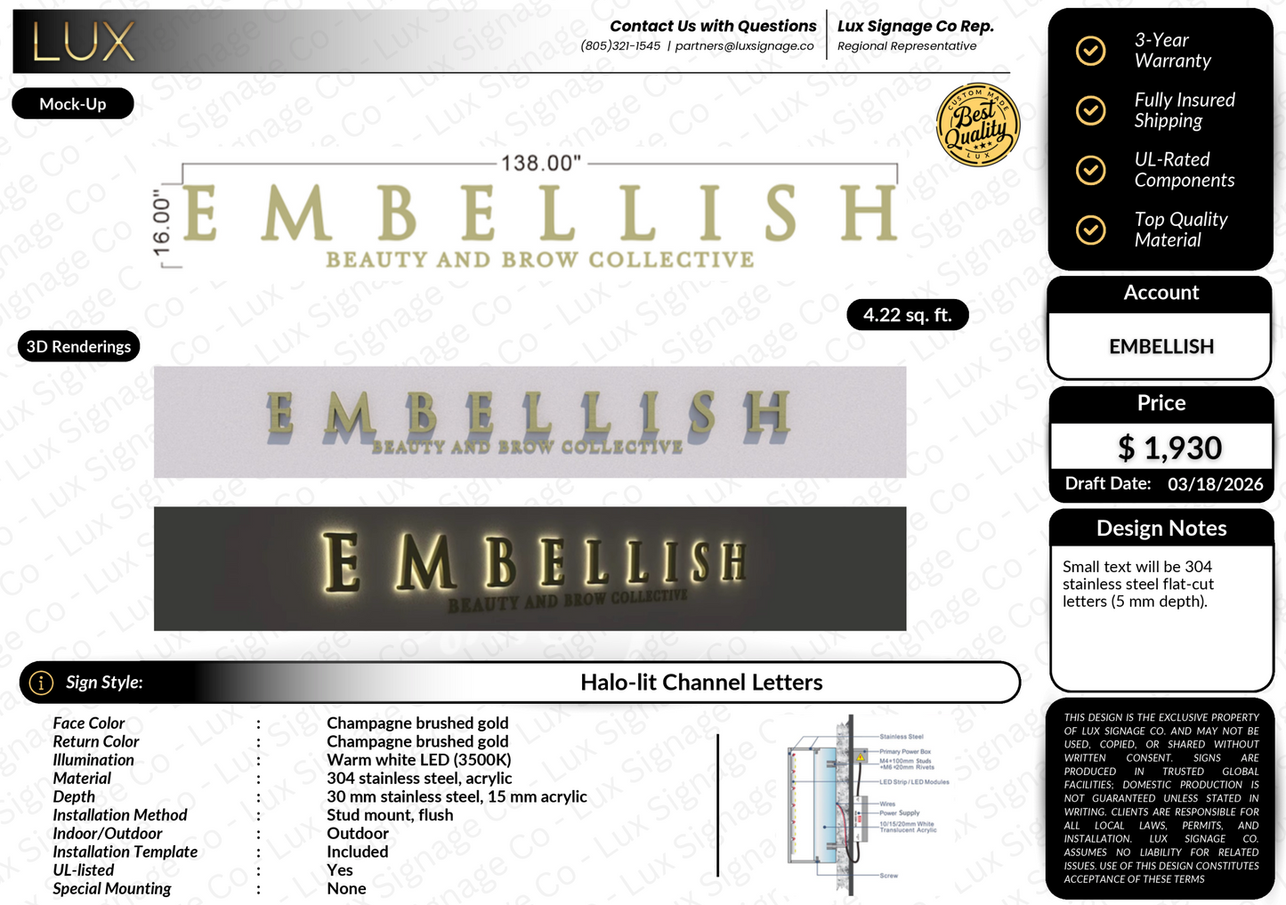 Custom Business Sign for Embellish