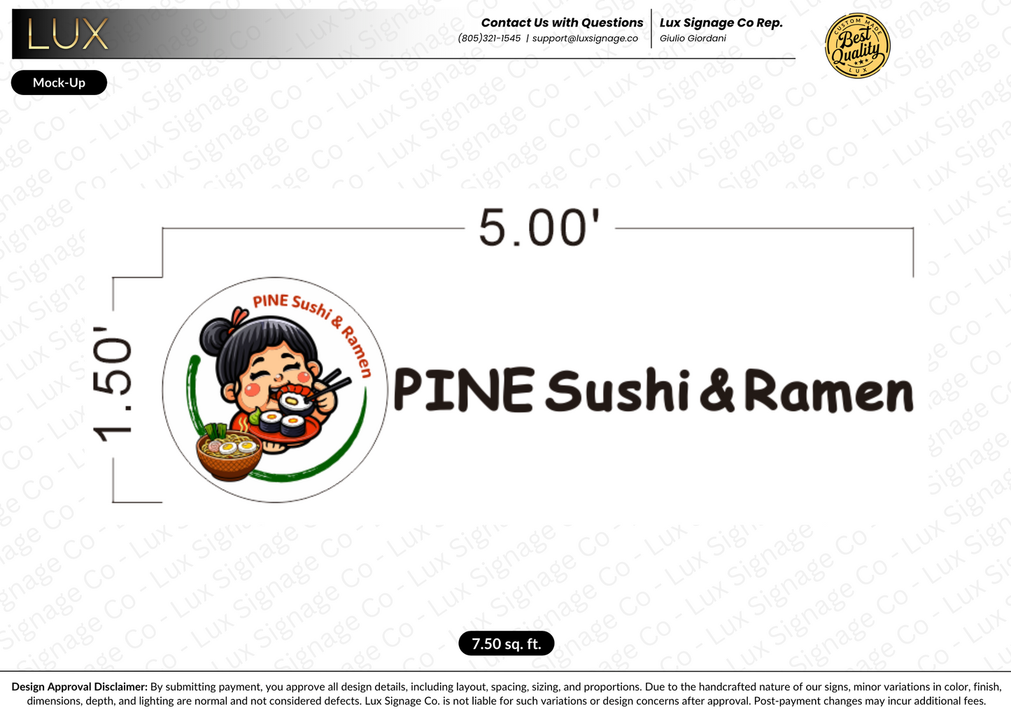 Custom Business Sign for Pine Sushi and Ramen