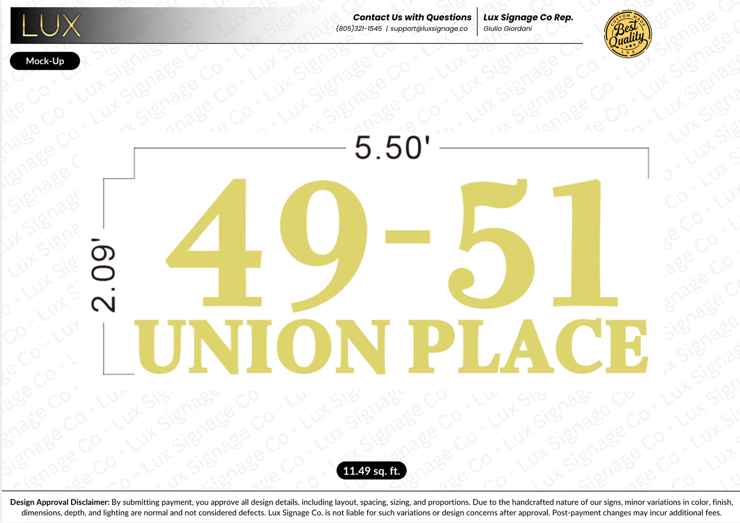 Custom Business Sign for 49-51 Union Place