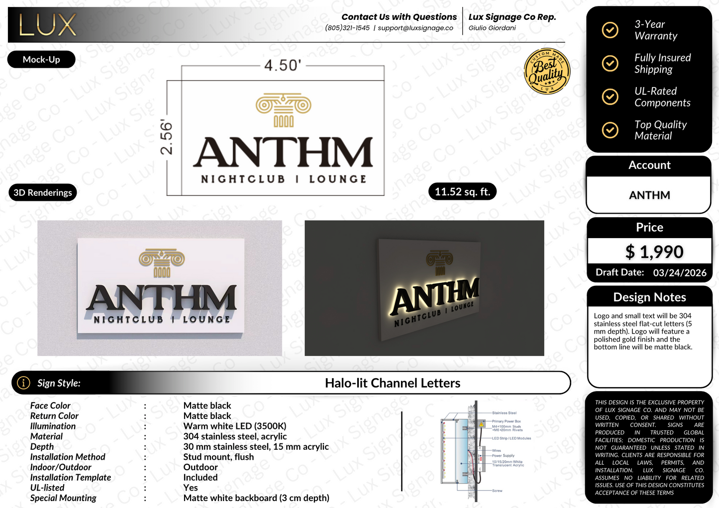 Custom Business Sign for Anthm