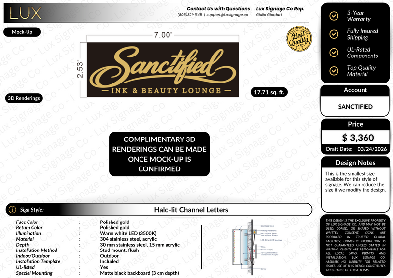Custom Business Sign for Sanctified