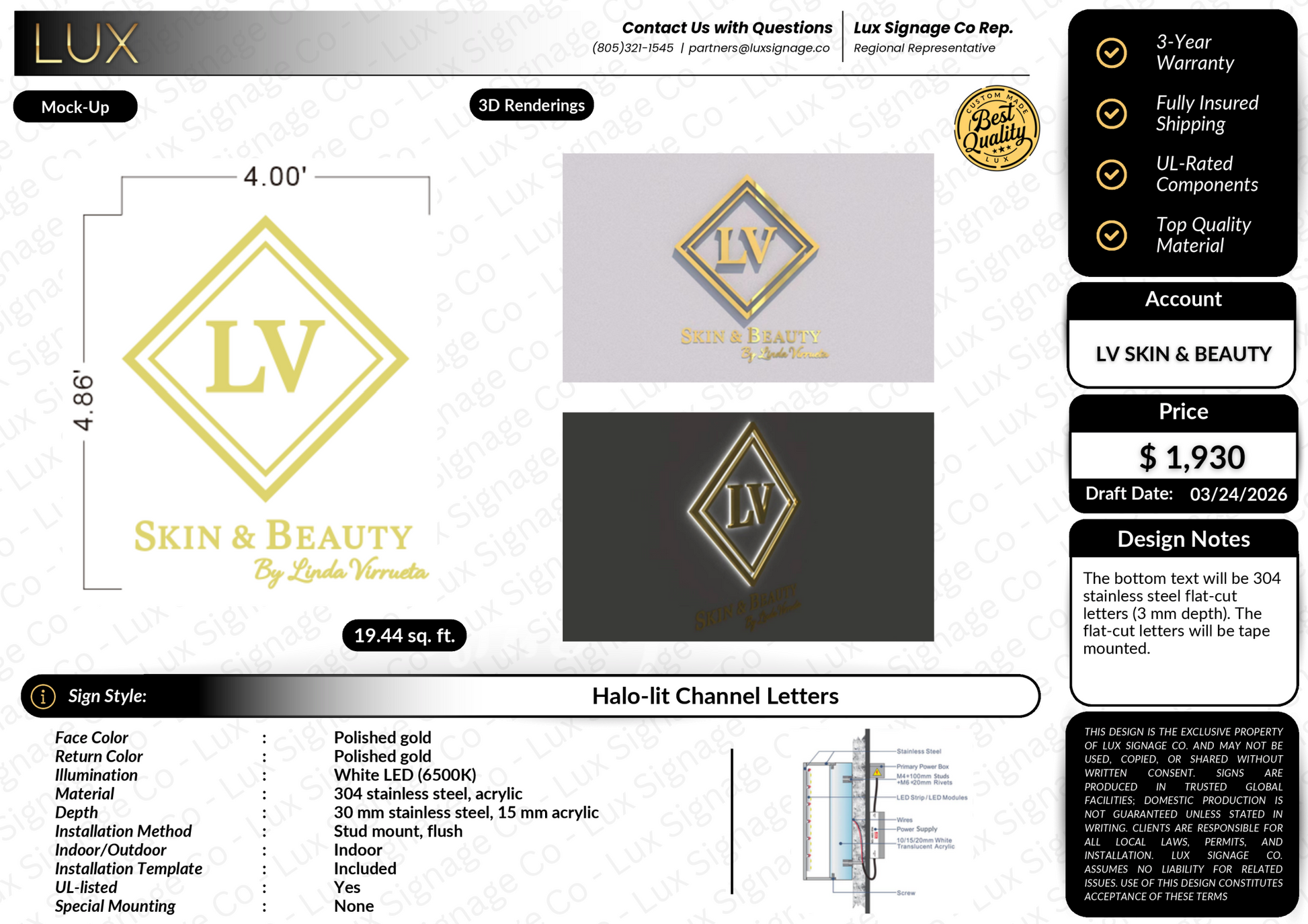 Custom Business Sign for LV