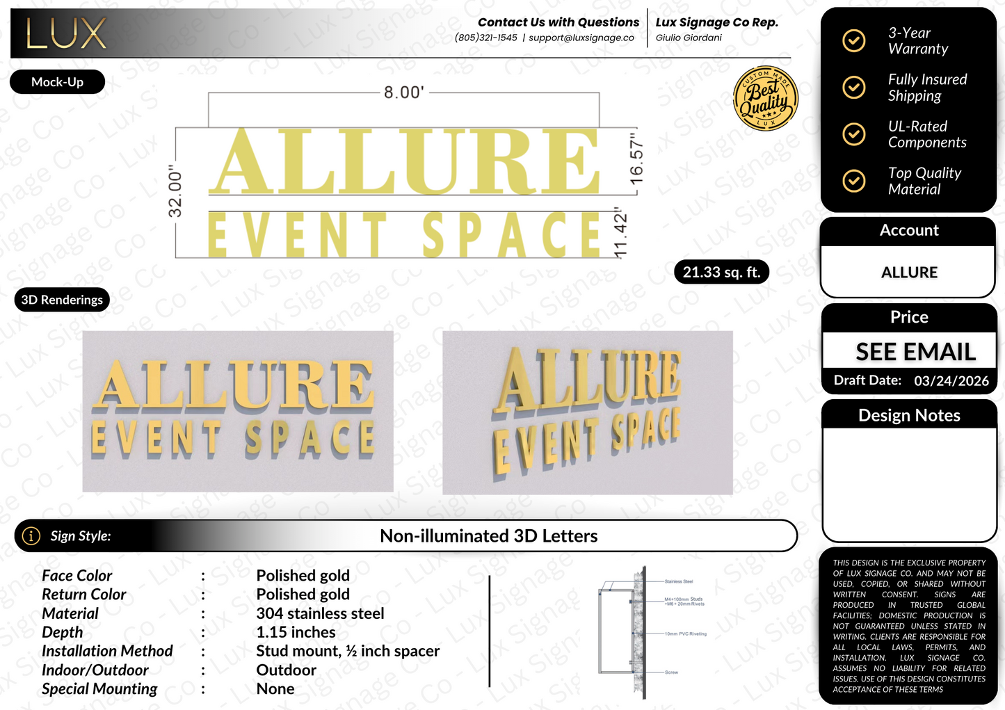 Custom Business Sign for Allure