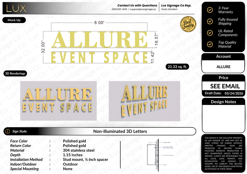 Custom Business Sign for Allure