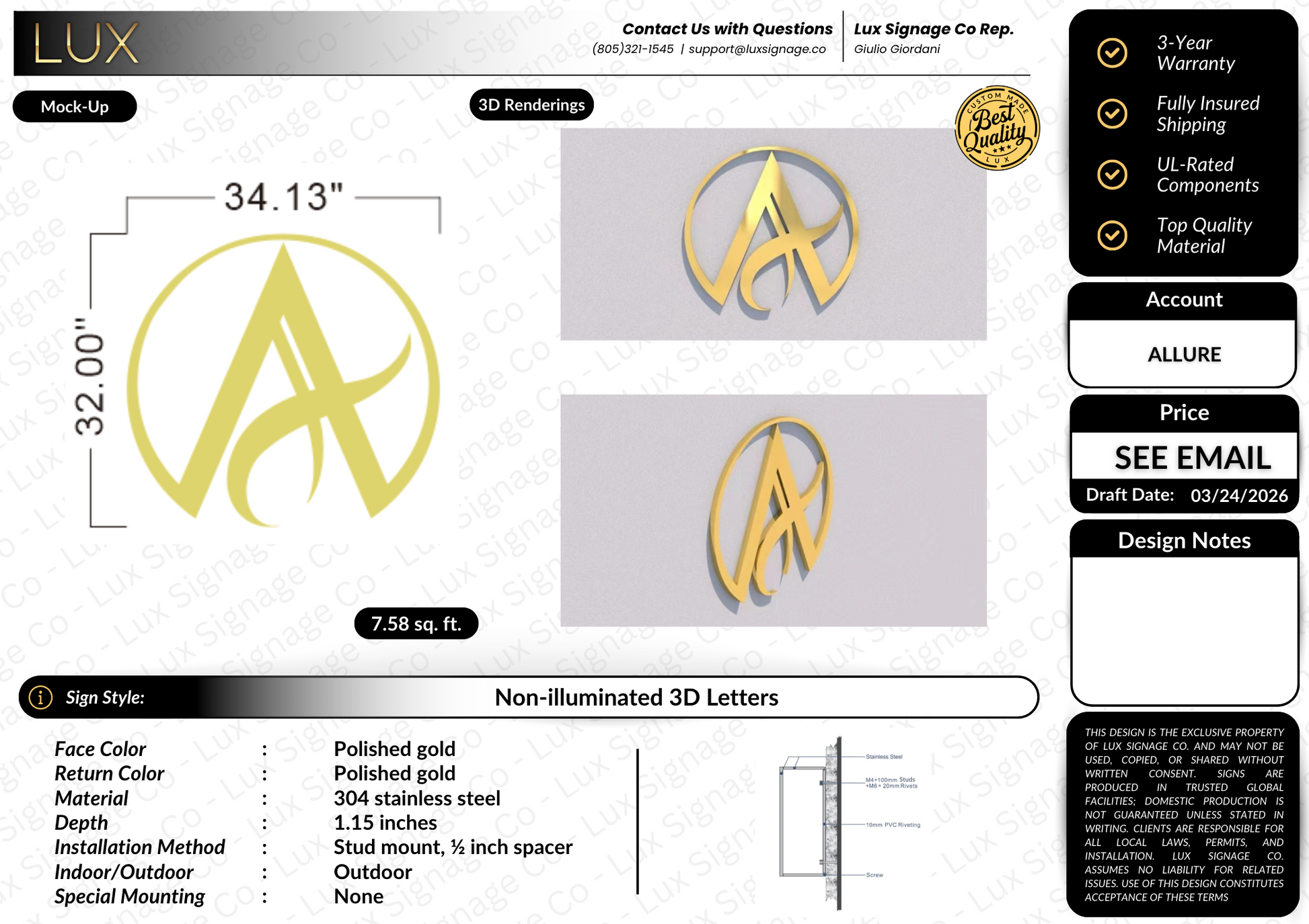 Custom Business Sign for Allure