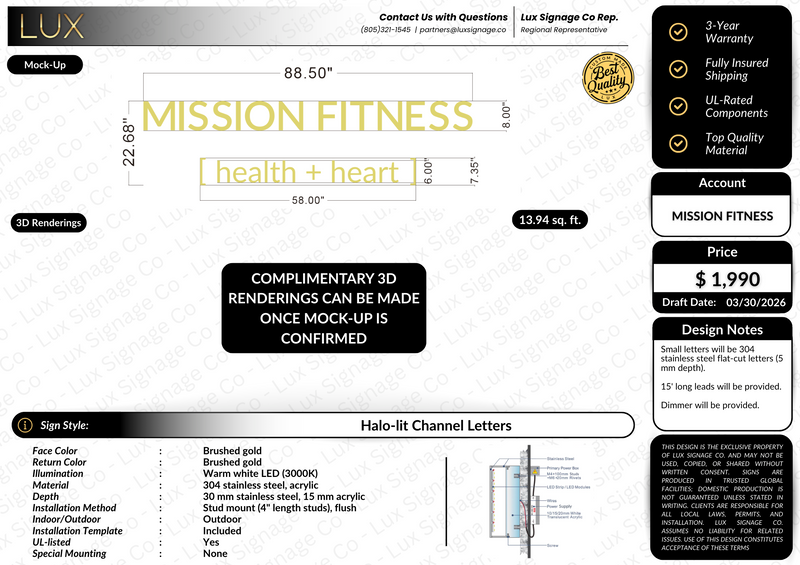 Custom Business Sign for Mission Fitness