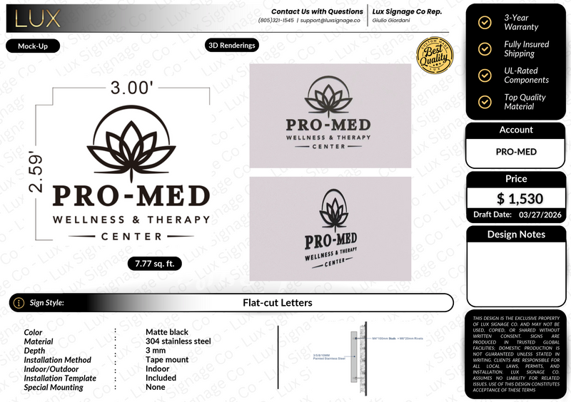 Custom Business Sign for Pro-Med
