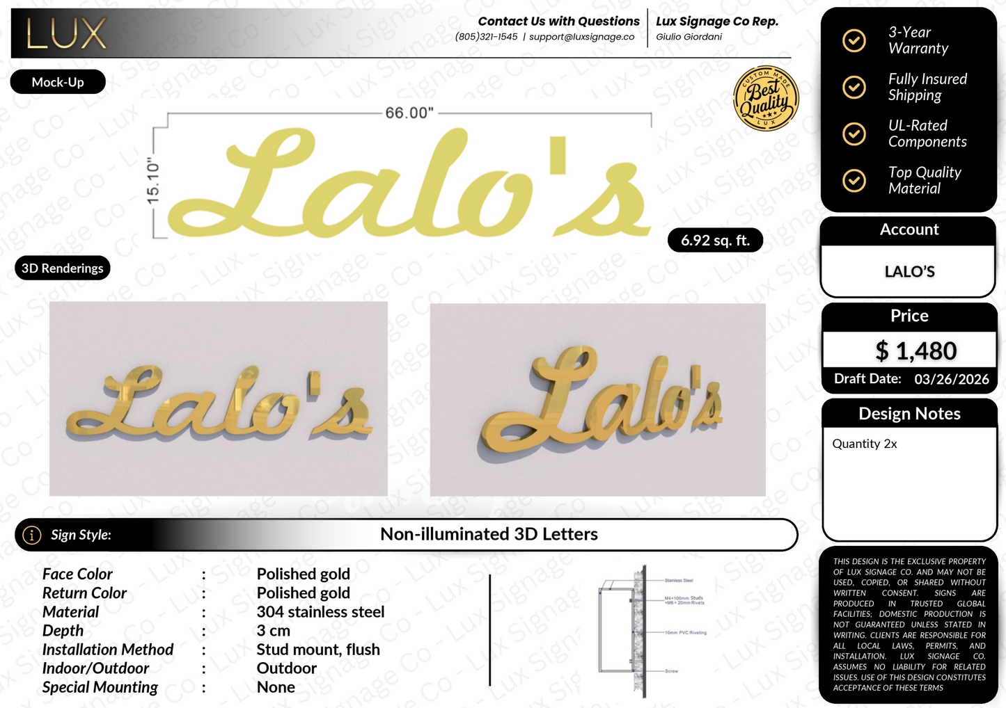 Custom Business Sign for Lalo's