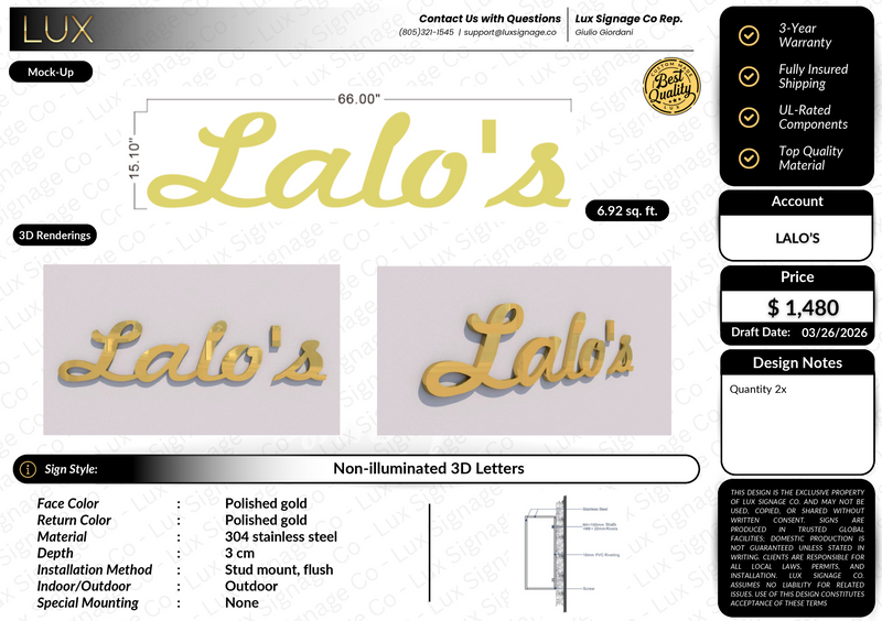 Custom Business Sign for Lalo's