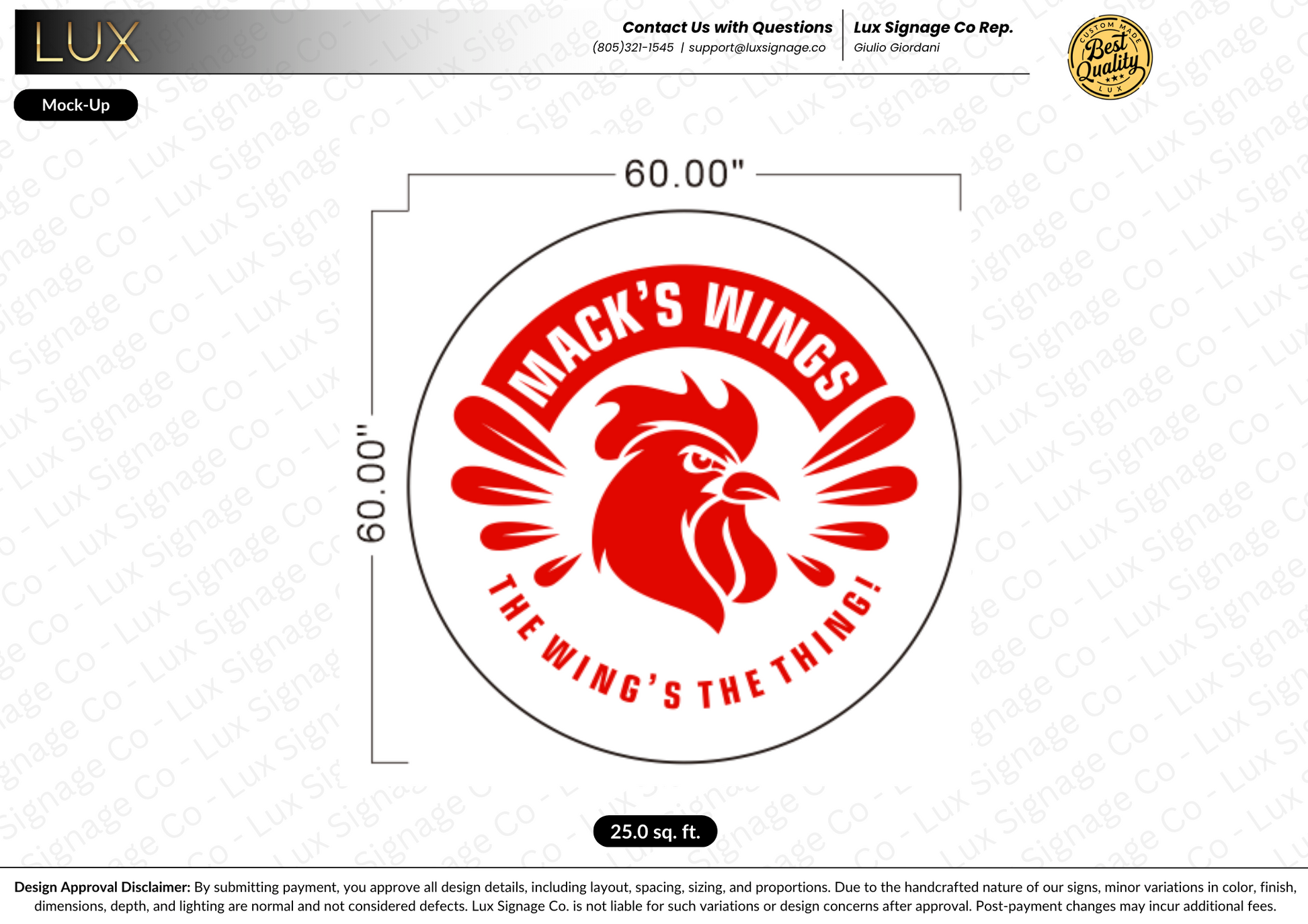 Custom Business Sign for Mack's Wings