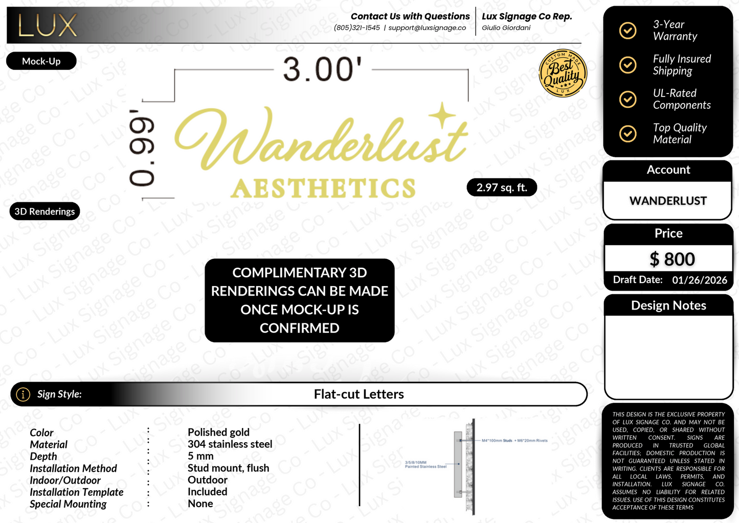 Custom Business Sign for Wanderlust