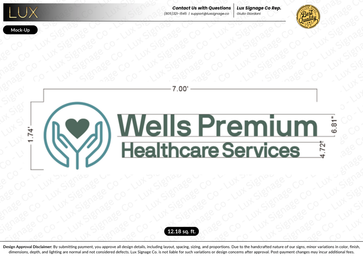 Custom Business Sign for Wells Premium Healthcare Services