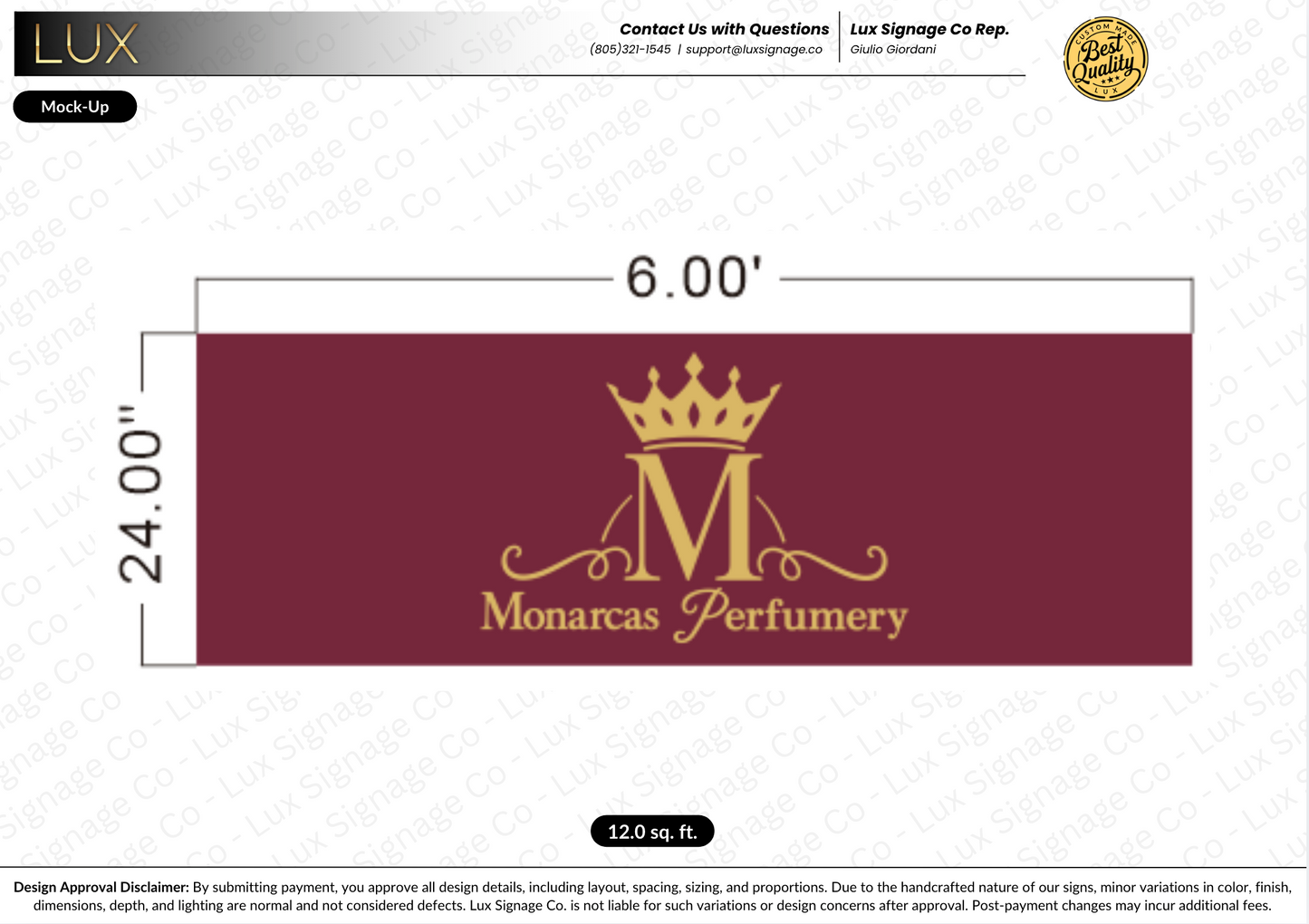 Custom Business Sign for Monarcas Perfumery