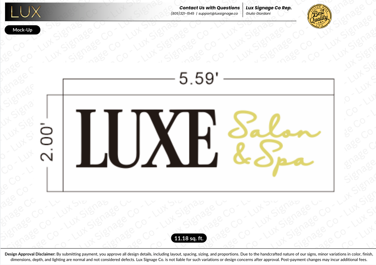 Custom Business Sign for Luxe Salon & Spa