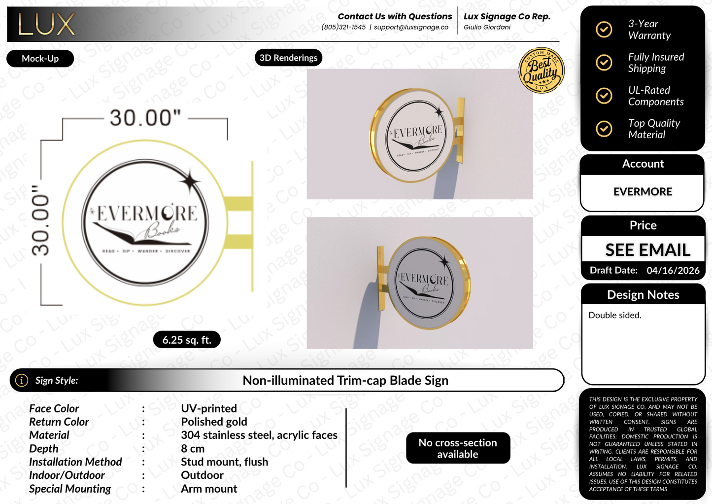 Custom Business Sign for Evermore