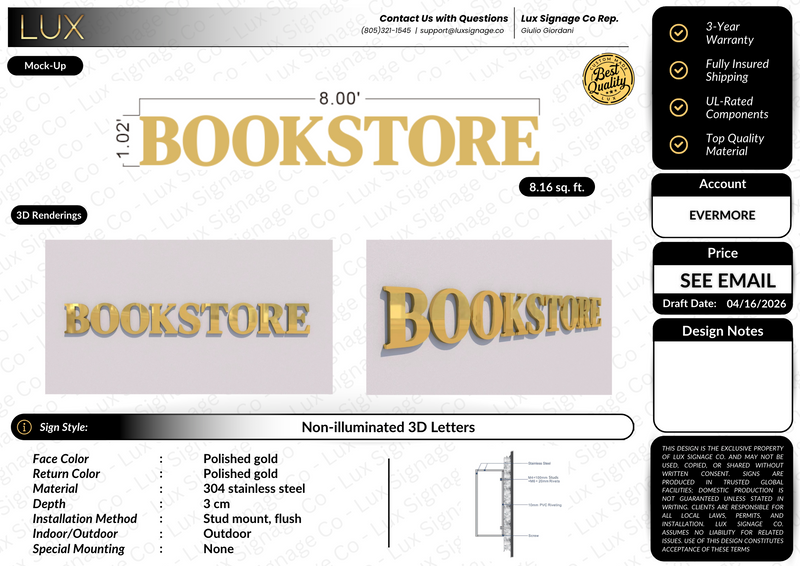 Custom Business Sign for Evermore