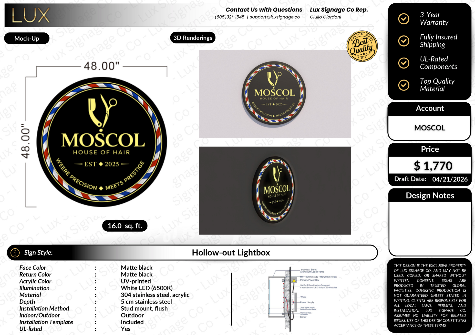 Custom Business Sign for Moscol