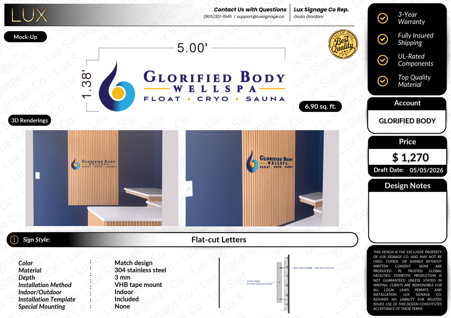 Custom Business Sign for Glorified Body Wellspa