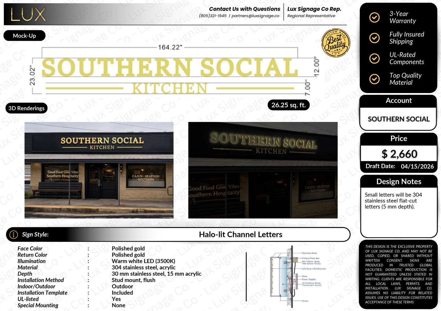 Custom Business Sign for Southern Social