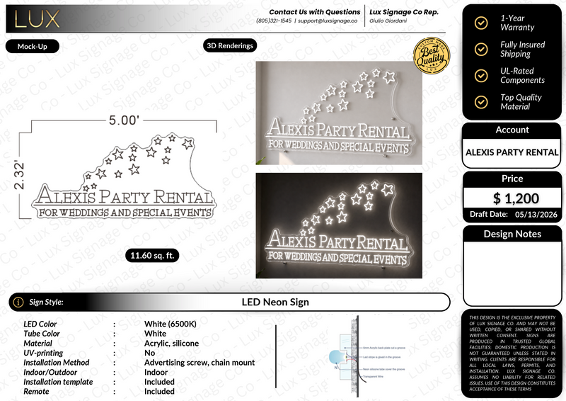 Custom Business Sign for Alexis Party Rental