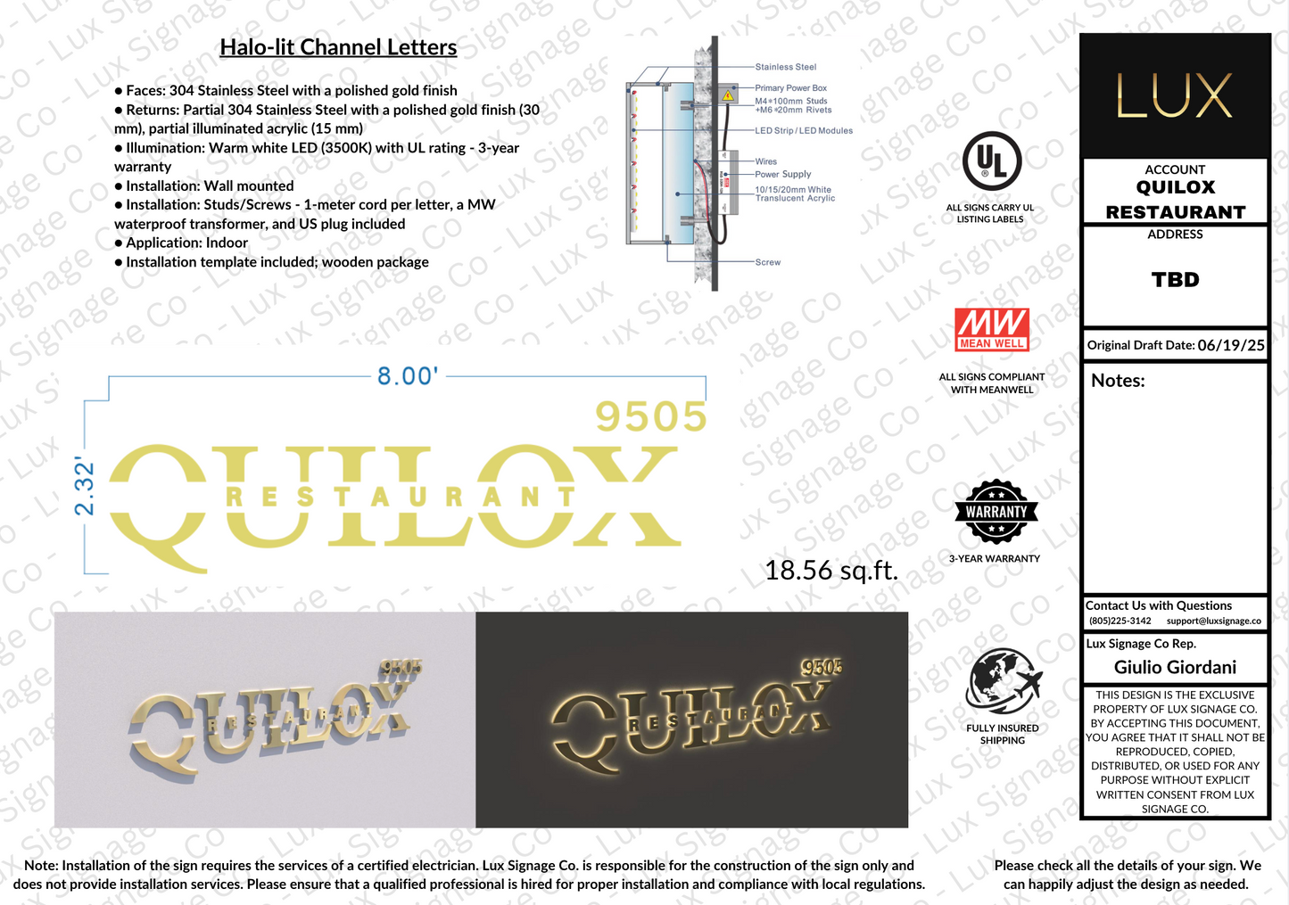 Custom Business Sign for Quilox (50% DEPOSIT)