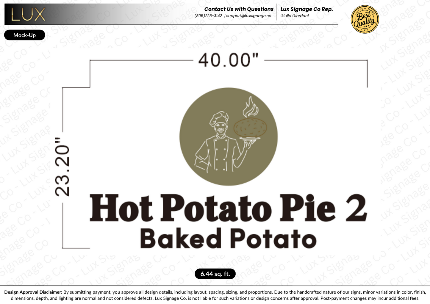 Custom Business Sign for Hot Potato Pie 2