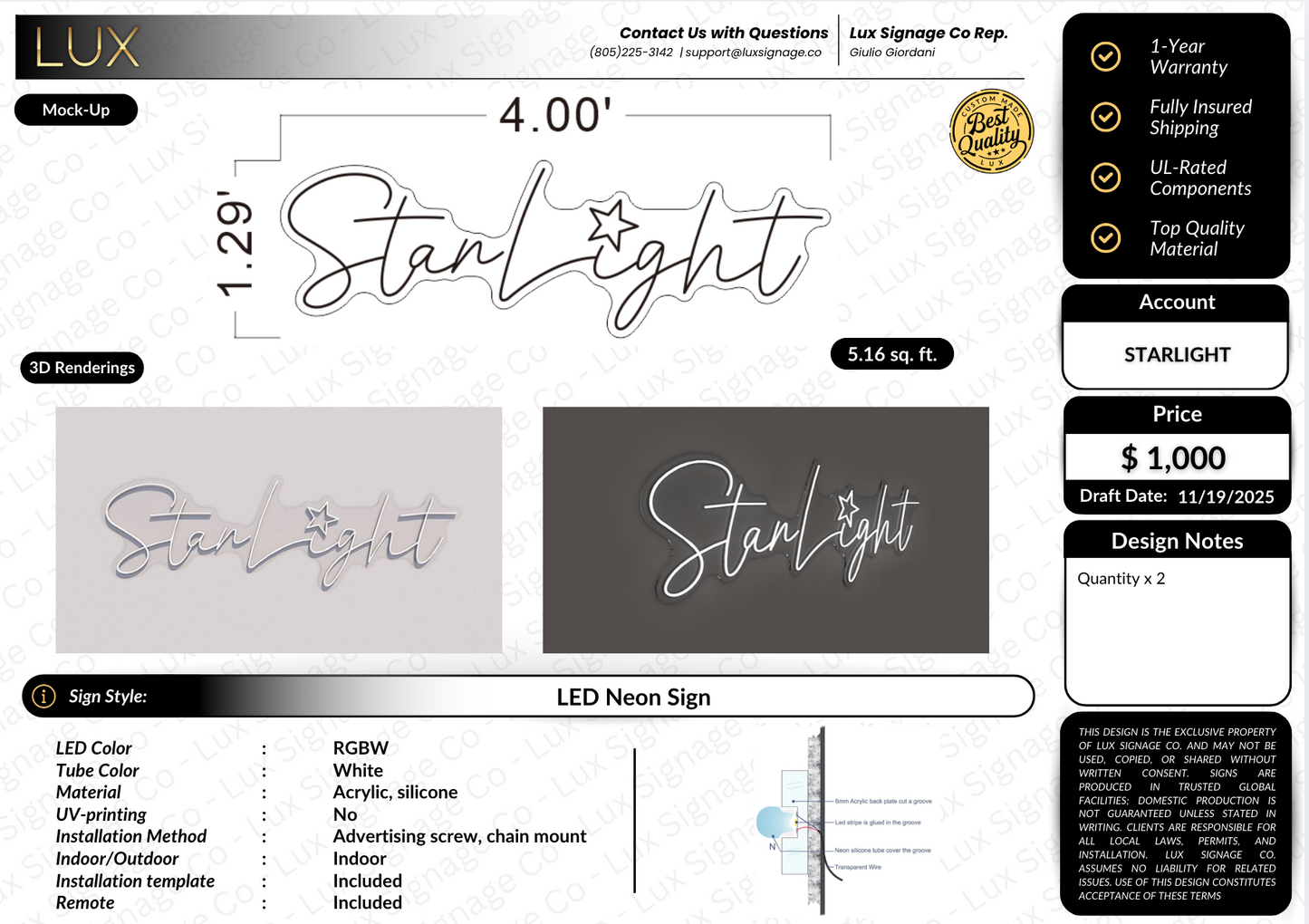 Custom Business Sign for StarLight