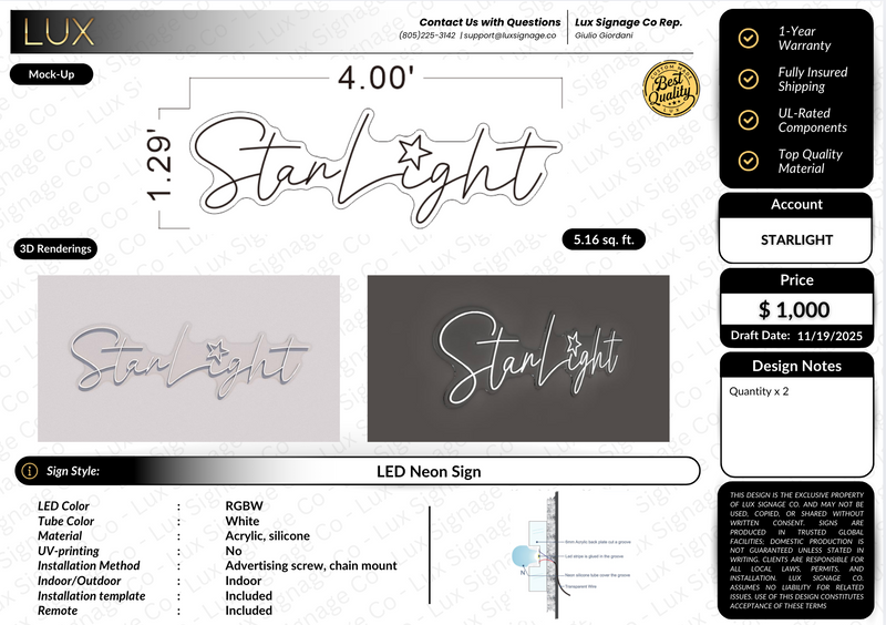 Custom Business Sign for StarLight
