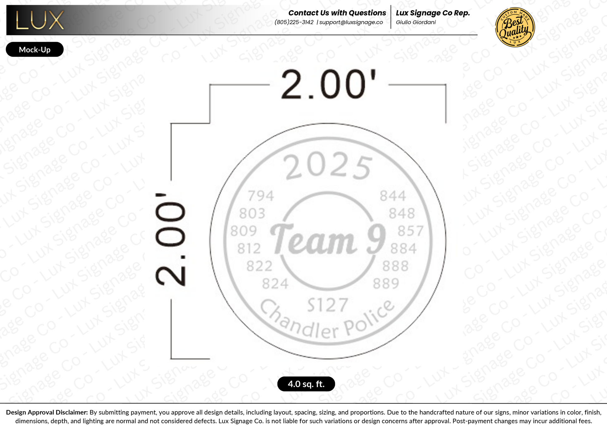 Custom Business Sign for Team 9