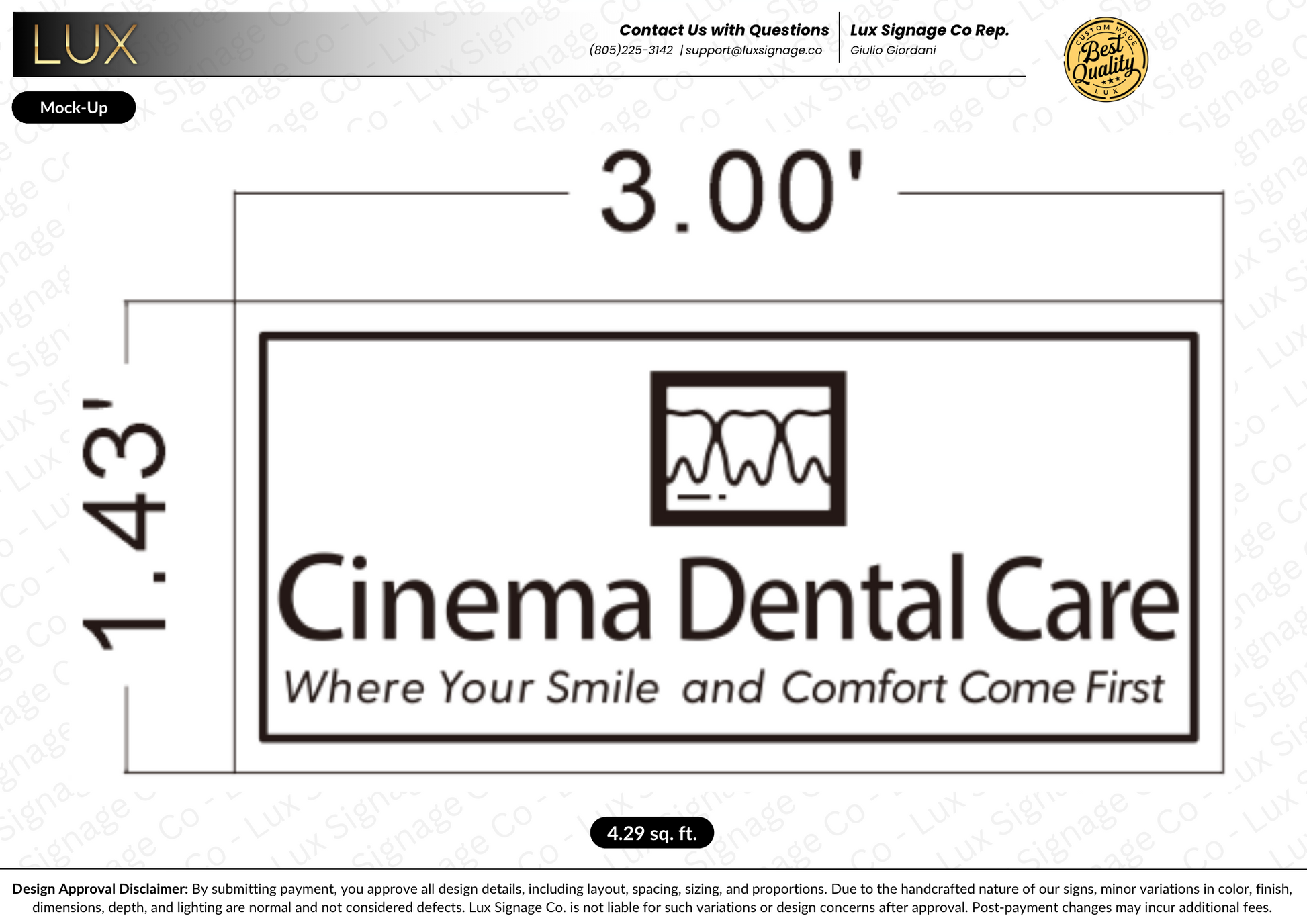 Custom Business Sign for Cinema Dental Care
