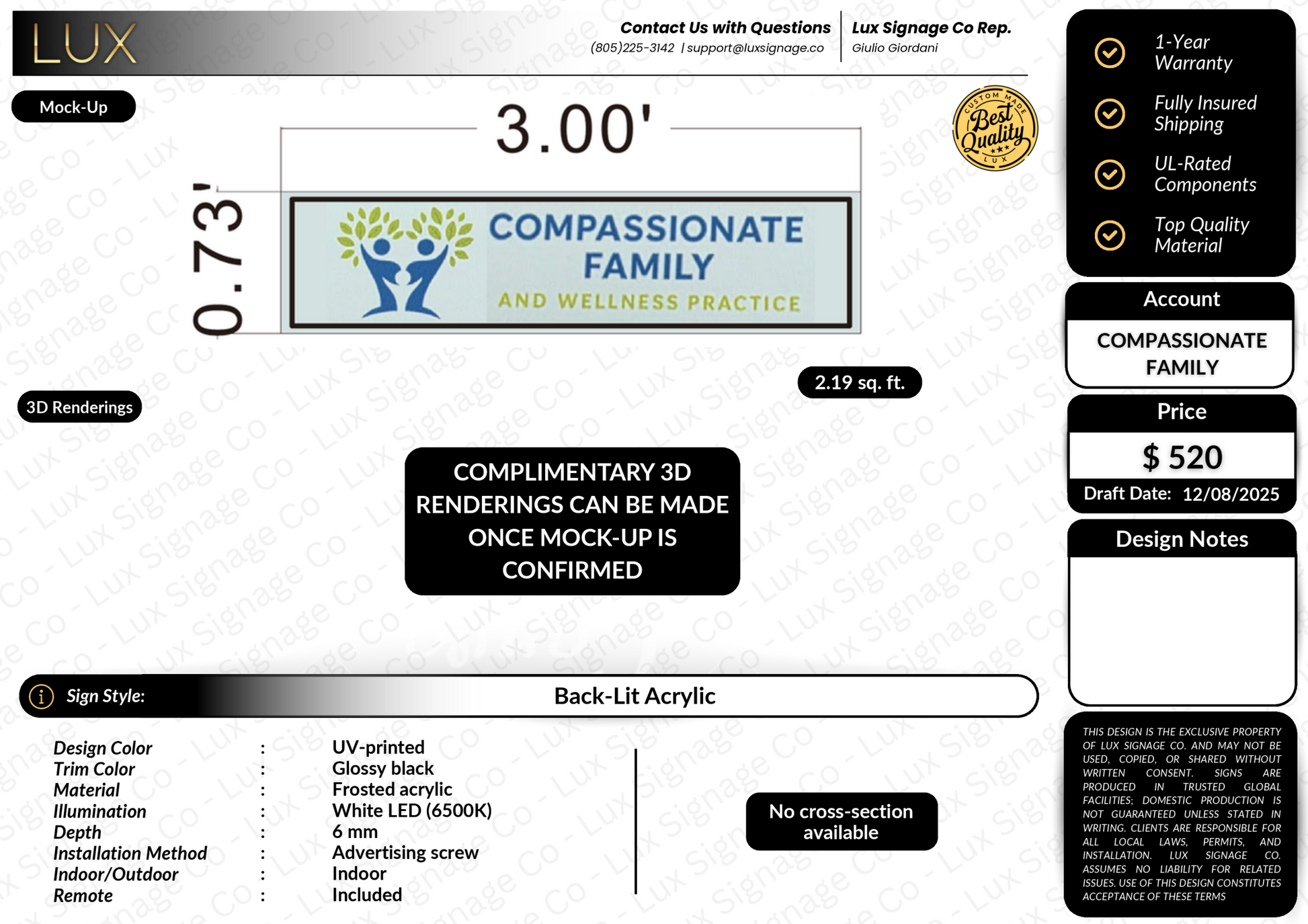Custom Business Sign for Compassionate Family